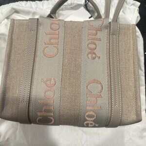 Chloe Medium Woody Linen Tote